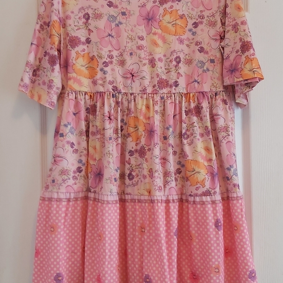 080. Multicolor Hibiscus Floral Print Ruffle Mini Dress  Size M - Picture 12 of 15